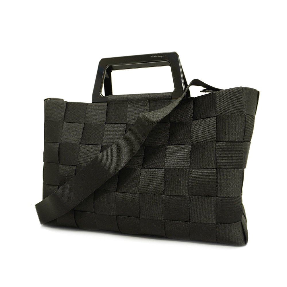 SALVATORE FERRAGAMOAuth 2WAY Bag Women's Nylon Canvas Black - Picture 1 of 8